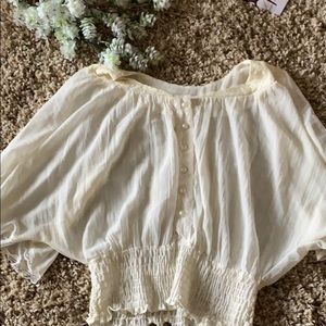 VINTAGE-  Lace Peasant Blouse